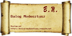 Balog Modesztusz névjegykártya